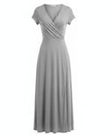 Gray Crossover Wrap Midi Dress
