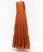 Orange Tiered Tiered Maxi Dress