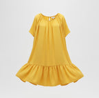 Yellow Ruffle Hem Mini Dress