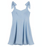 Blue Tie Shoulder Mini Dress