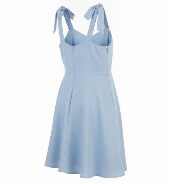 Blue Tie Shoulder Mini Dress