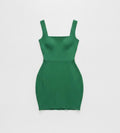 Green Square Neck Mini Dress