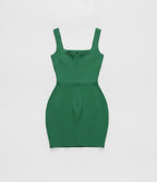 Green Square Neck Mini Dress
