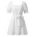 White Eyelet Accent Mini Dress