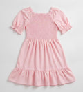 Pink Smocked Bodice Mini Dress