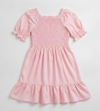 Pink Smocked Bodice Mini Dress
