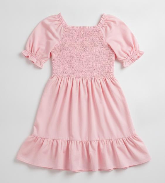 Pink Smocked Bodice Mini Dress