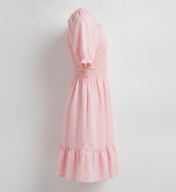 Pink Smocked Bodice Mini Dress