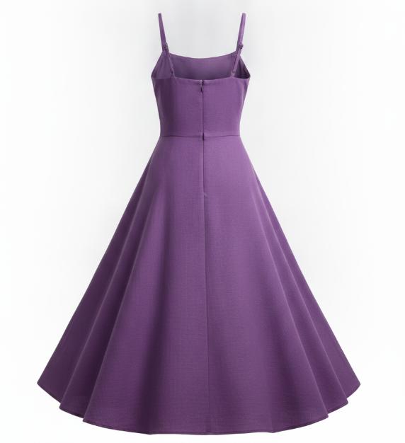 Purple Button Front Midi Dress