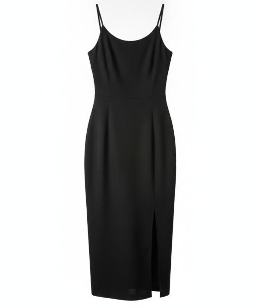 Black Side Slit Midi Dress
