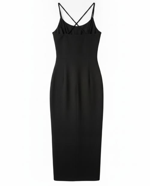 Black Side Slit Midi Dress