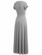 Gray Crossover Wrap Midi Dress