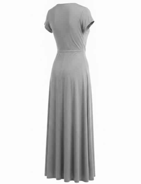 Gray Crossover Wrap Midi Dress