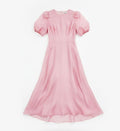 Pink Puff Sleeve Midi Dress