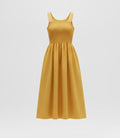 Yellow Smocked Back Midi Dress