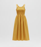 Yellow Smocked Back Midi Dress