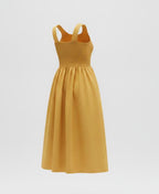 Yellow Smocked Back Midi Dress