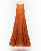 Orange Tiered Tiered Maxi Dress