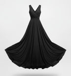 Black V Neck Flowy Maxi Dress