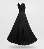 Black V Neck Flowy Maxi Dress