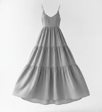 Gray Tiered Boho Maxi Dress