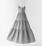 Gray Tiered Boho Maxi Dress
